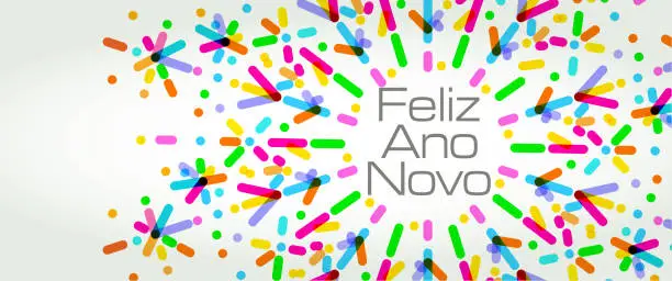 Vector illustration of Happy New Year in Portuguese