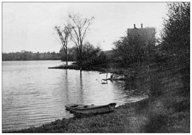 istock Antique image of Hampden County, Massachusetts: Nine Mile Pond 1807489040