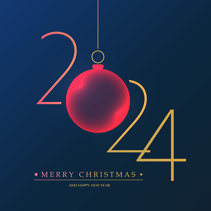 Best Wishes - Abstract Modern Style Merry Christmas and Happy New Year Greeting Card, Cover or Background Design Template with Numerals - Illustration in Freely Scalable and Editable Vector Format