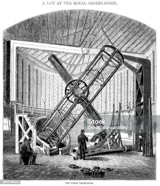 Vetores de Grande Telescópio Equatorial e mais imagens de 1860-1869 - 1860-1869, Adulto, Antigo