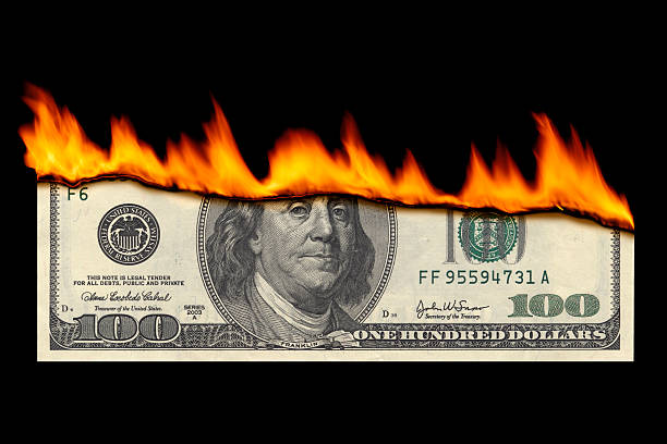 Dollar Note Burning stock photo