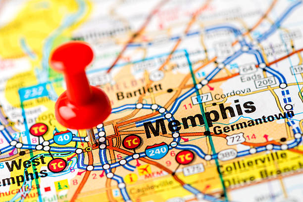 istock US capital cities on map series: Memphis, TN 180749326