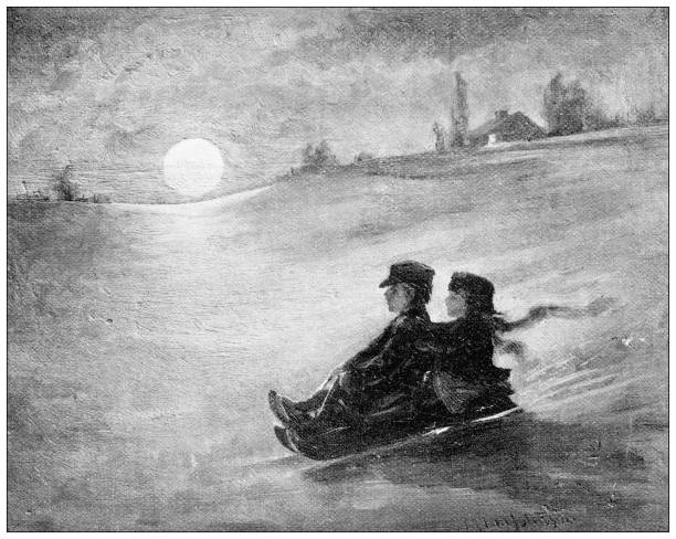 Antique image of Hampden County, Massachusetts: Sliding by Moonlight