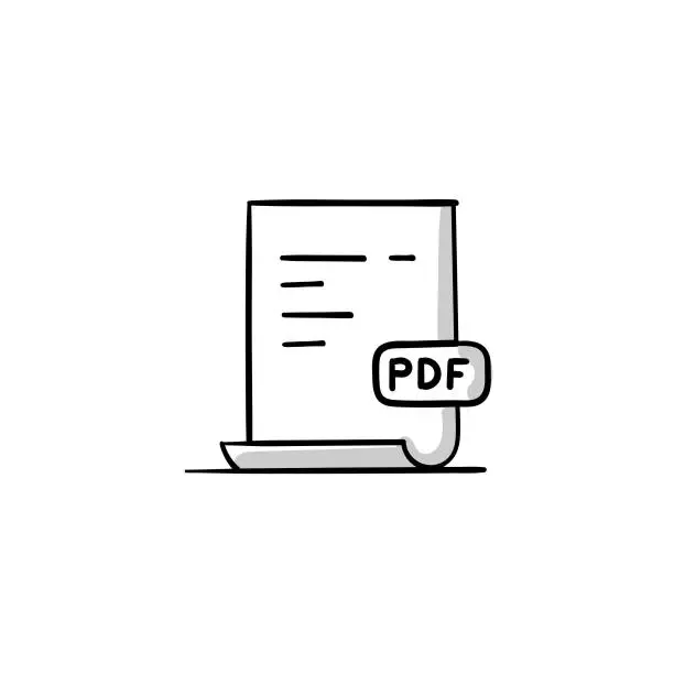 Vector illustration of Adobe Acrobat PDF File Sketchy Doodle Vector Line Icon with Editable Stroke. The Icon is suitable for web design, mobile apps, UI, UX, and GUI design.