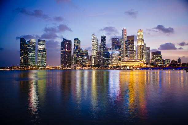 istock Singapore Skyline at Dusk - Financial District 180750048