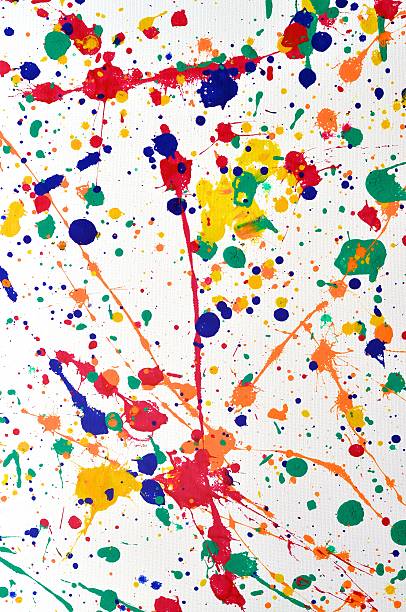 Abstract colourful illustrated paint blots and splatter shapes, pattern and textures isolated on white background. Paint runs enhance the impression of motion, creativity.