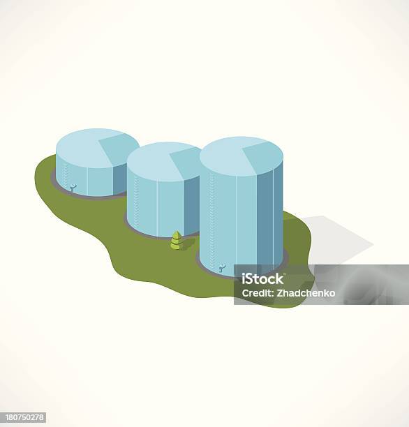 Olio Serbatoio Per Negozio Isometrica Edificio - Immagini vettoriali stock e altre immagini di Affari - Affari, Albero, Architettura