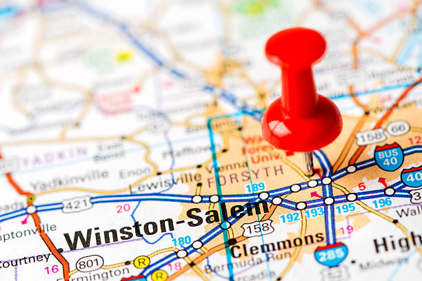 istock US capital cities on map series: Winston-Salem, NC 180750317