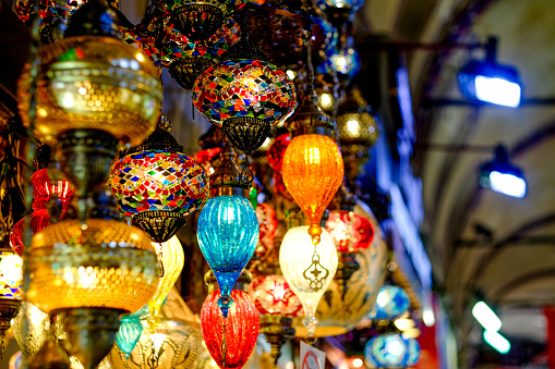 Colorful lanterns in the atmosphere of Ramadan and Eid in Türkiye and the Islamic world