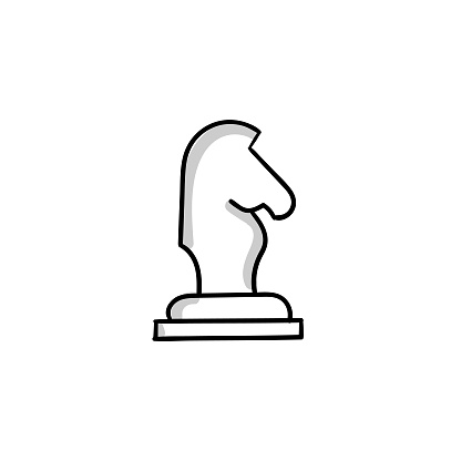 Chess Knight Sketchy Doodle Vector Line Icon with Editable Stroke. The Icon is suitable for web design, mobile apps, UI, UX, and GUI design.