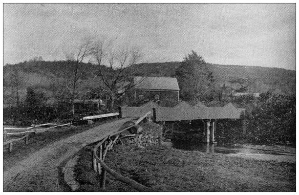 istock Antique image of Hampden County, Massachusetts: West Brimfield bridge 1807505988