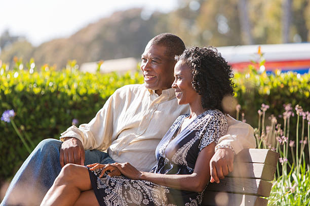 istock Mature Couple Relaxing on a Park Bench 180750729