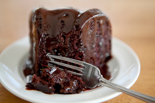 Chocolate cake slice for dessert.