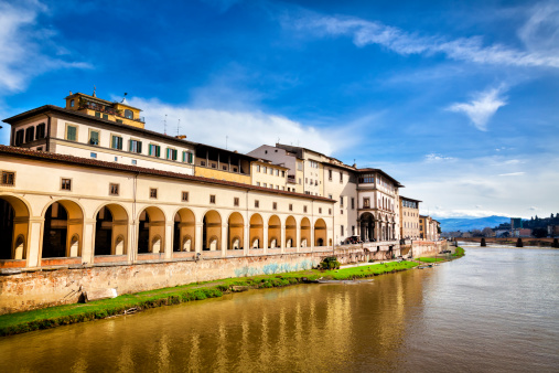 View of Uffizi Gallery from Ponte Vecchio, Florence, Italy
