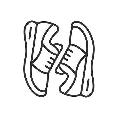 Sneakers icon line design. , Shoes, Footwear, Athletic, Jogging, Running, Icon, Style, Sporty, Active, vector illustrations. Sneakers editable stroke icon