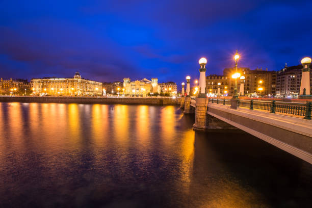 Donostia San Sebastian at night Basque Country Northern Spain Europe