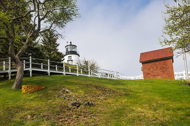 owl's head light - owls head lighthouse foto e immagini stock