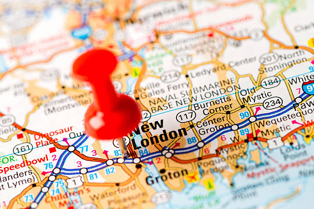 istock US capital cities on map series: New London, CT 180751732