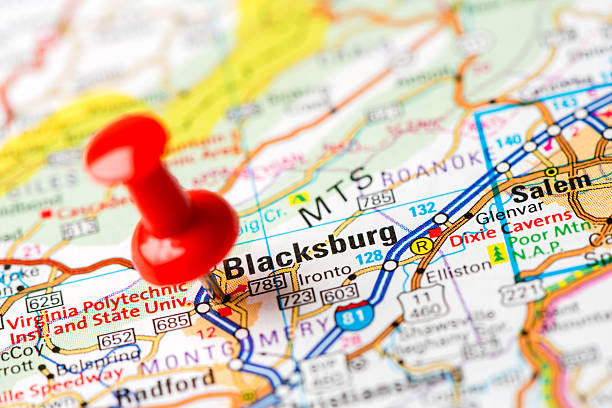 istock US capital cities on map series: Blacksburg, VA 180752225