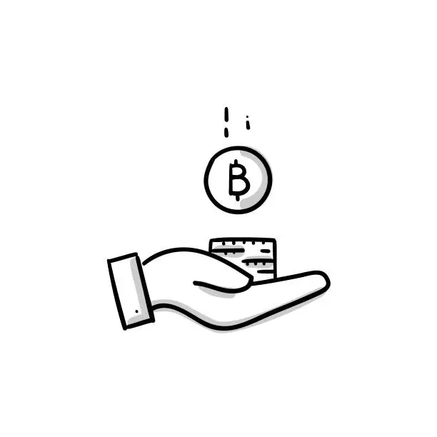 Vector illustration of Save Crypto Money Sketchy Doodle Vector Line Icon with Editable Stroke. The Icon is suitable for web design, mobile apps, UI, UX, and GUI design.