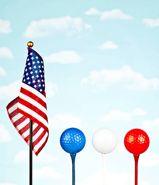 istock American Flag with Red, White and Blue Golf Balls 180753196