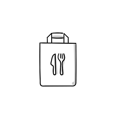 Takeaway Food Sketchy Doodle Vector Line Icon with Editable Stroke. The Icon is suitable for web design, mobile apps, UI, UX, and GUI design.