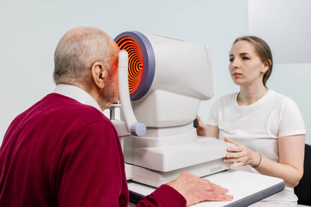 istock An ophthalmologist examines the eyes of an elderly patient using modern technology in an ophthalmology office. The concept of modern medicine, treatment of catarcts and good vision. 1807534967