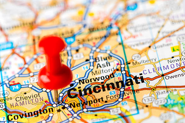 istock US capital cities on map series: Cincinnati, OH 180753506
