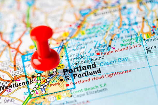 istock US capital cities on map series: Portland, ME 180754852