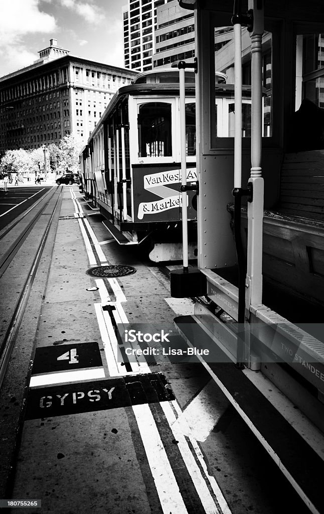 Cable Car, San Francisco. Black And White. Cable Car, California street, San Francisco  Black And White Stock Photo