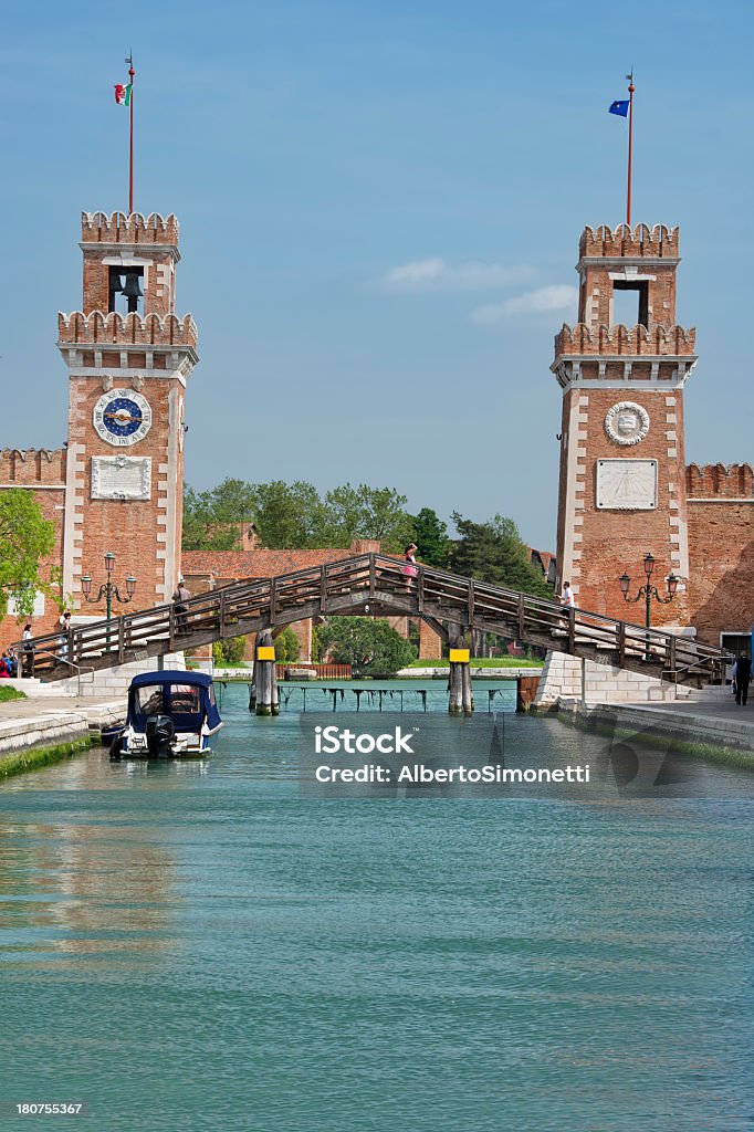 Arsenale, Venice The entrance to the Arsenale, the renowned shipyard Venezia might was built upon. It is also the only fortified and protected area in Venice. Architecture Stock Photo