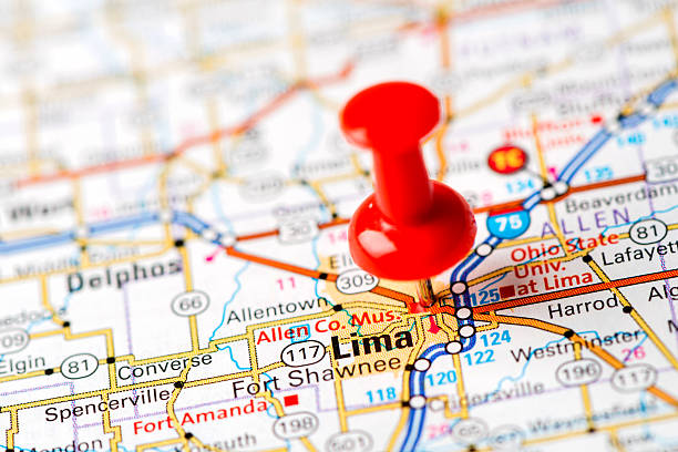 istock US capital cities on map series: Lima, OH 180756007
