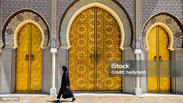 Moroccan Man Walking In Front Of The Royal Palace Fes Stock Photo - Download Image Now