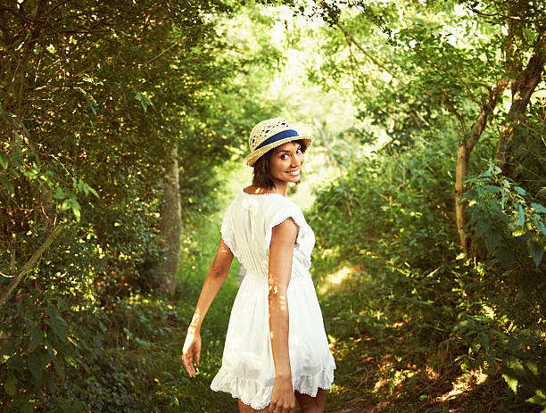 Portrait of a pretty woman in the outdoors