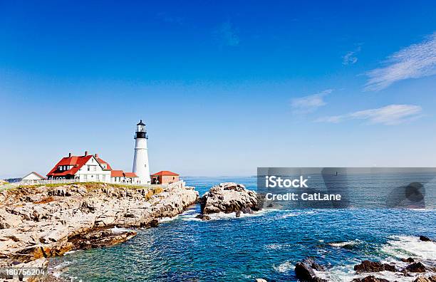 Farol De Portland Head Maine - Fotografias de stock e mais imagens de Maine - Maine, Farol - Estrutura construída, Nova Inglaterra - EUA