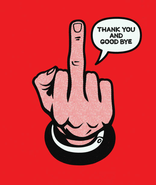 Middle finger Pop Art style Obscene middle finger hand gesture in bright and simple pop art style. cartoon of the saying goodbye stock illustrations