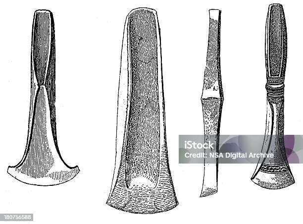 Ilustración de Ejes Y Herramientas De Edad De Bronce Madera Antiguos y más Vectores Libres de Derechos de Arqueología