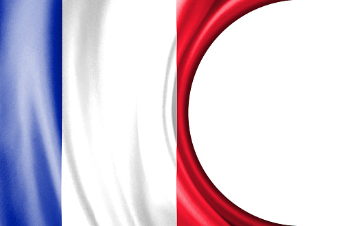 Abstract illustration, France flag with a semi-circular area White background for text or images.