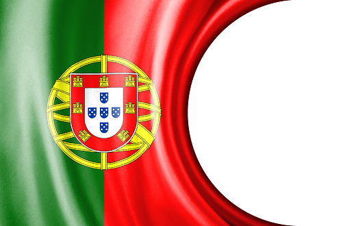 Abstract illustration, Portugal flag with a semi-circular area White background for text or images.