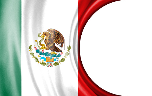 Abstract illustration, Mexico flag with a semi-circular area White background for text or images.