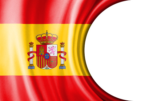 Abstract illustration, Spain flag with a semi-circular area White background for text or images.