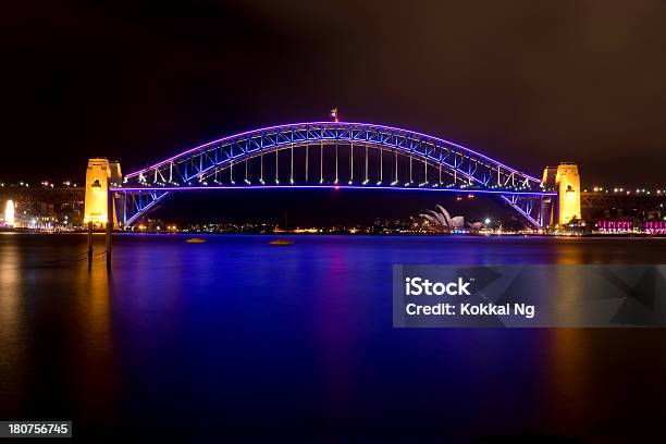 Vivid Sydney Harbour Bridge Stock Photo - Download Image Now - 2013, Australia, Black Color