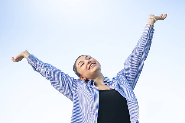 istock Beautiful woman - arms raised 180757183