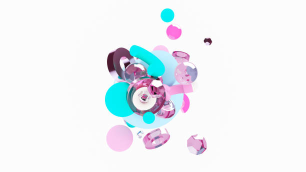 istock 3d abstract background. Glass and plastic objects. 3d geometric shapes. Modern wallpaper. Creative digital design. 1807573316