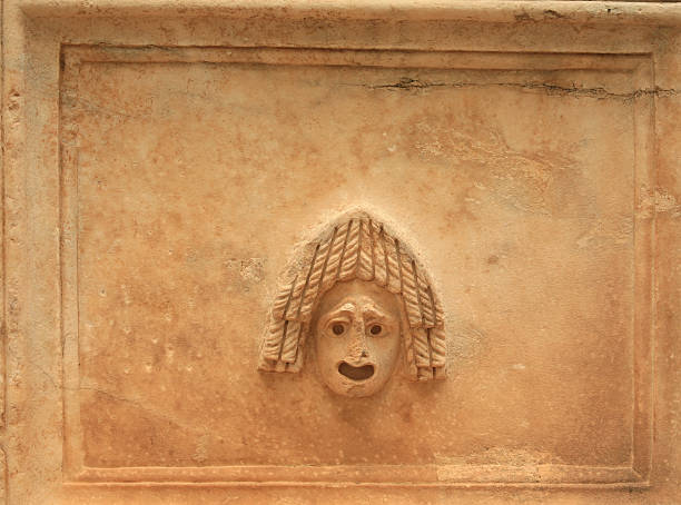 istock Carved faces on Turkish Roman tombs 180757545