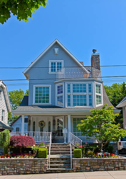 istock Luxury Brooklyn House, New York. Blue sky. 180757838