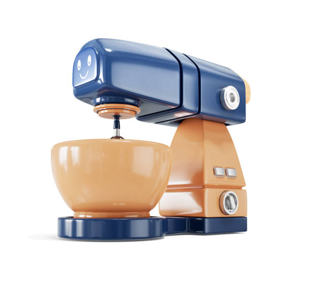 3D render cartoon kitchen stand mixer icon isolated on a white background