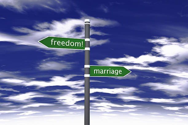 istock Directional sign with Marriage and Freedom words 180758350