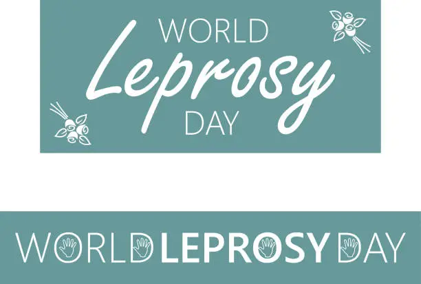 Vector illustration of Greeting word World Leprosy Day, commemoration of infectious disease day to remind everyone to be vigilant