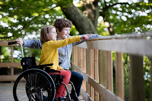 Brother Helping His Disabled Sister Enjoy Her Day Out
